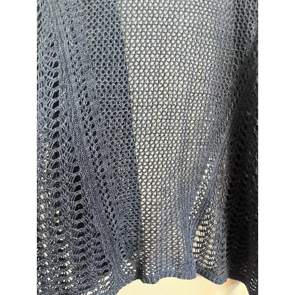 Lane Bryant Sweater Women 22 Blue Knit Beach Neutral Coverup Summer Office Cozy